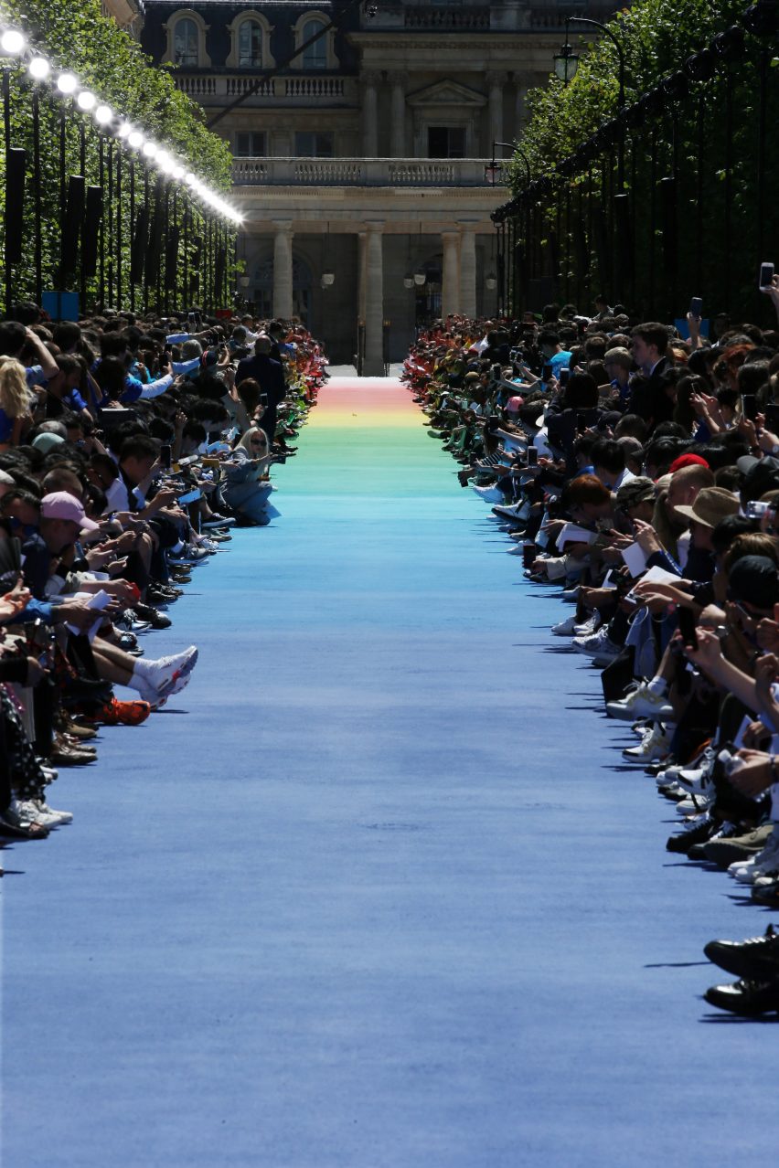 Virgil Abloh makes debut for Louis Vuitton at Paris with rainbow runway