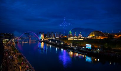 Swarm of drones perform at the opening of the Great Exhibition of the North