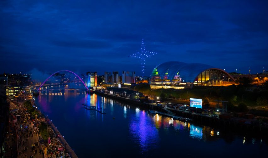 Swarm of drones perform at the opening of the Great Exhibition of the North