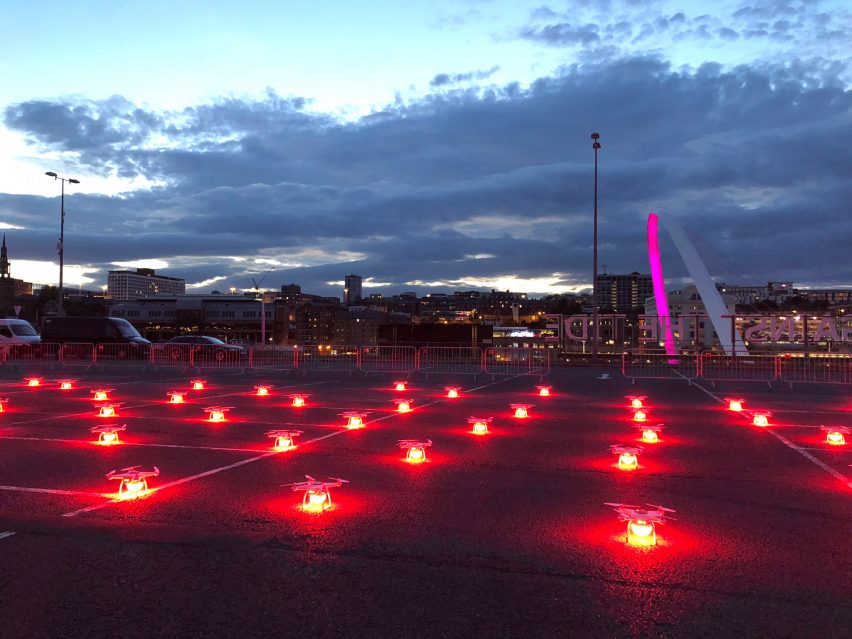 Swarm of drones perform at the opening of the Great Exhibition of the North