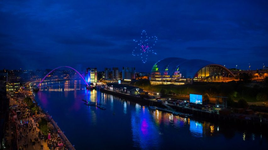 Swarm of drones perform at the opening of the Great Exhibition of the North