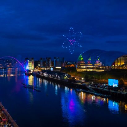 Swarm of drones perform at the opening of the Great Exhibition of the North