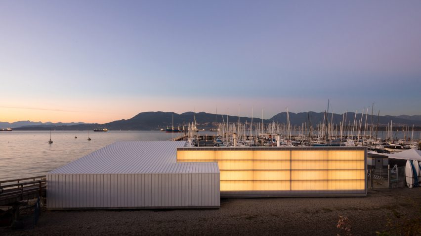 Polycarbonate Dock Building by Michael Green Architecture glows on Vancouver beachfront