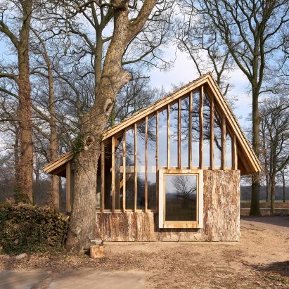 HilberinkBosch Architects builds timber and glass barn using wood felled from their own land
