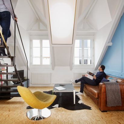 Attic apartment in Paris overhauled with industrial materials by Florent Chagny Architecture