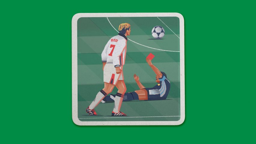 Designers reinterpret iconic World Cup moments on charity beer mats