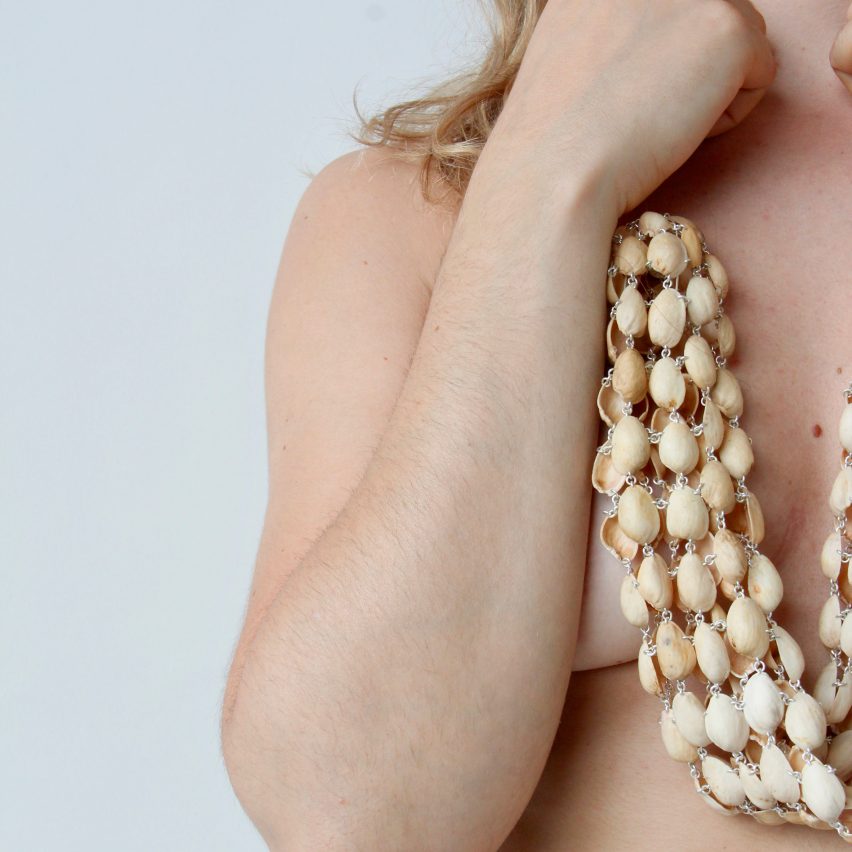 Belle Smith makes jewellery from discarded pistachio shells