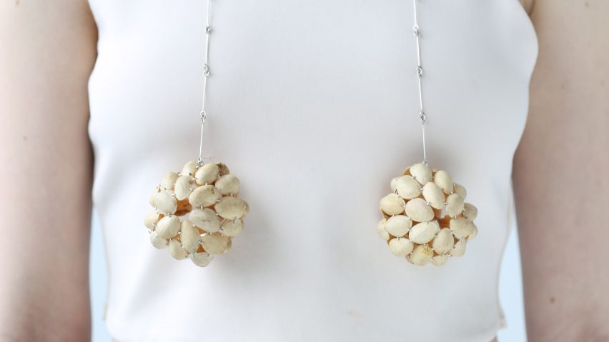 Belle Smith makes jewellery from discarded pistachio shells