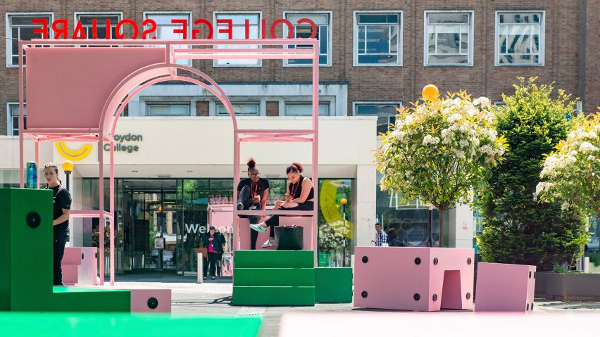 Vibrant street furniture creates sociable square in south London