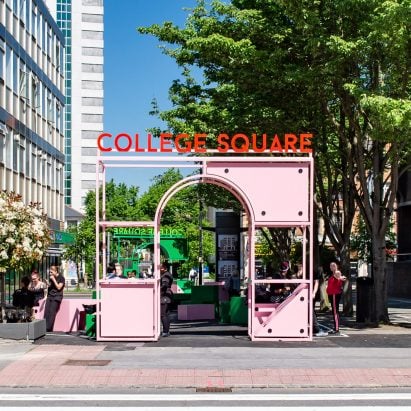 Vibrant street furniture creates sociable square in south London