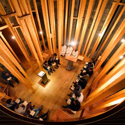 Wooden “forest” forms an inner sanctuary inside Imaculada Chapel in Braga