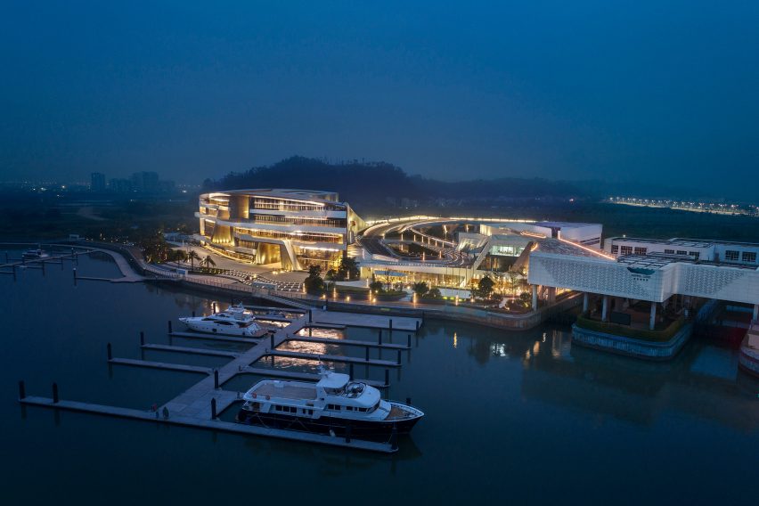 UNStudio reveals new riverside marina and clubhouse inspired by the shape of luxury yachts