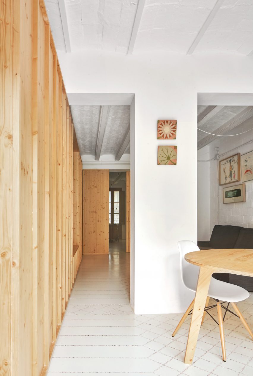 Original tiles are crushed to create a new floor in this Barcelona apartment