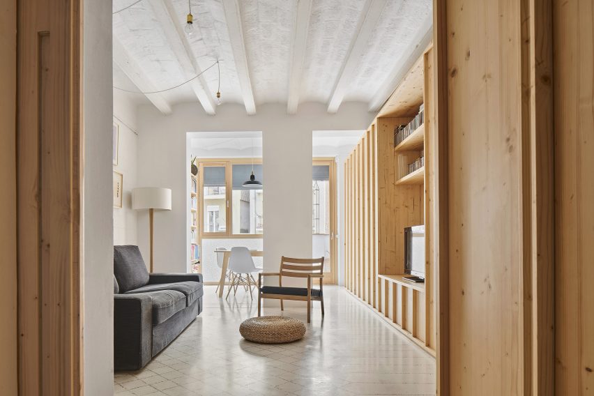 Original tiles are crushed to create a new floor in this Barcelona apartment