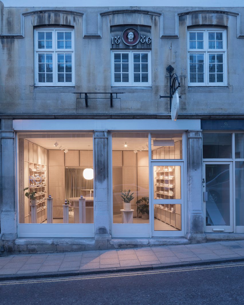 O'Sullivan Skoufoglou create peach-hued skincare store in England