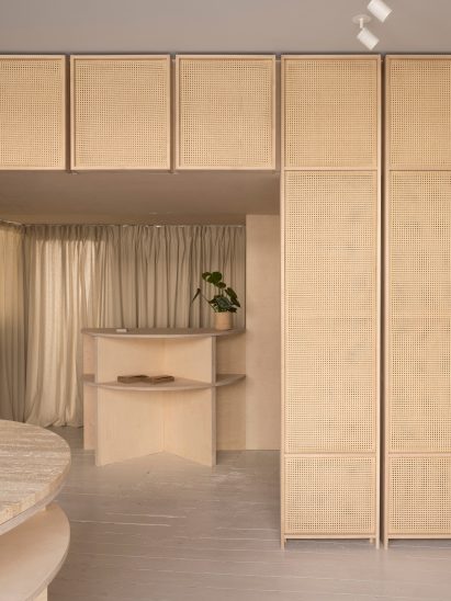 O'Sullivan Skoufoglou create peach-hued skincare store in England