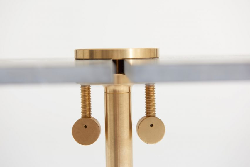 Josh Carmody makes tables using materials from a samples library