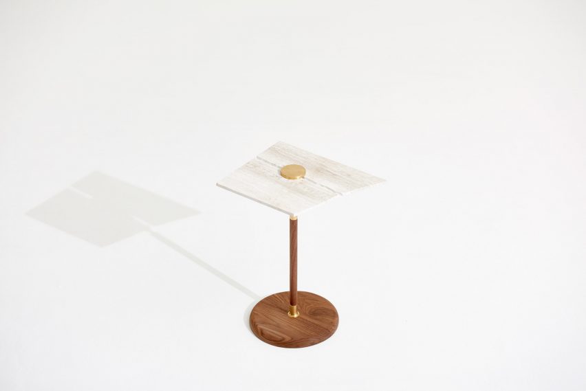 Josh Carmody makes tables using materials from a samples library