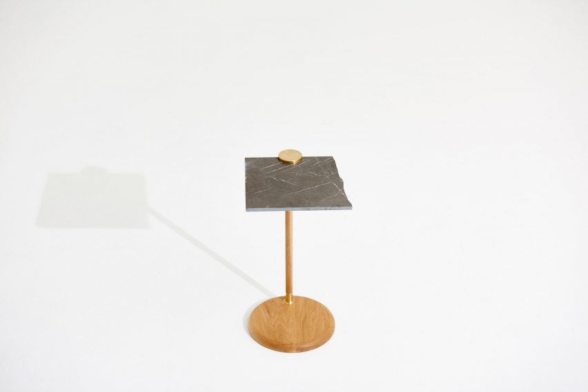 Josh Carmody makes tables using materials from a samples library