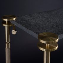 Josh Carmody makes tables using materials from a samples library
