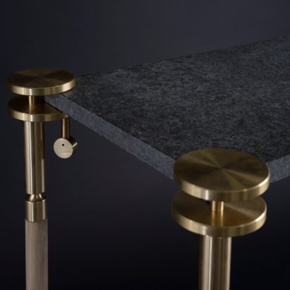 Josh Carmody makes tables using materials from a samples library