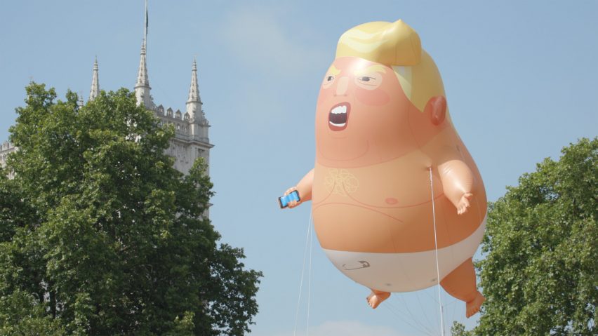 The Trump Baby blimp is an attempt to communicate with the US president "in a language he understands", the graphic designer behind the project claims