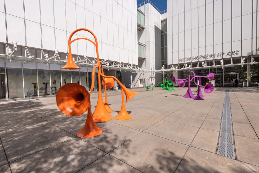 Yuri Suzuki installs six colourful sound-modifying sculptures in Atlanta