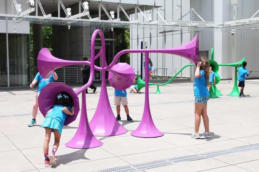 Yuri Suzuki installs six colourful sound-modifying sculptures in Atlanta