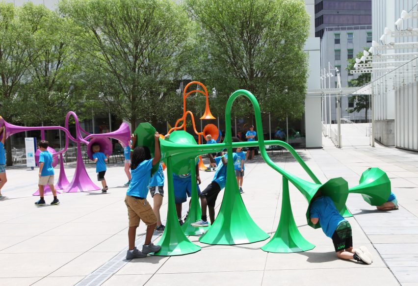 Yuri Suzuki installs six colourful sound-modifying sculptures in Atlanta