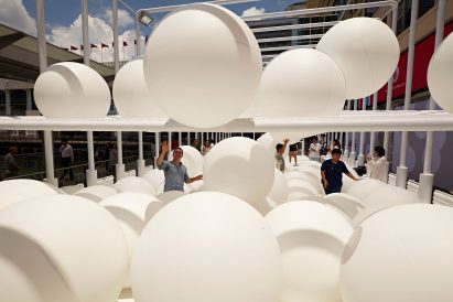 Snarkitecture fills Hong Kong waterfront with giant bouncy balls