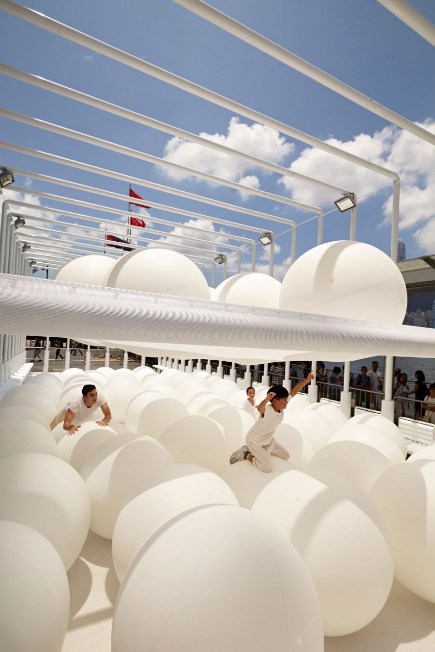 Snarkitecture fills Hong Kong waterfront with giant bouncy balls