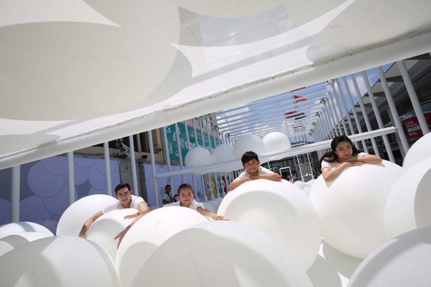 Snarkitecture fills Hong Kong waterfront with giant bouncy balls