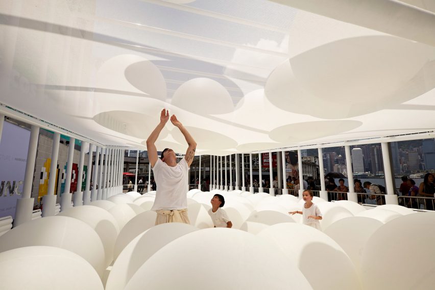 Snarkitecture fills Hong Kong waterfront with giant bouncy balls