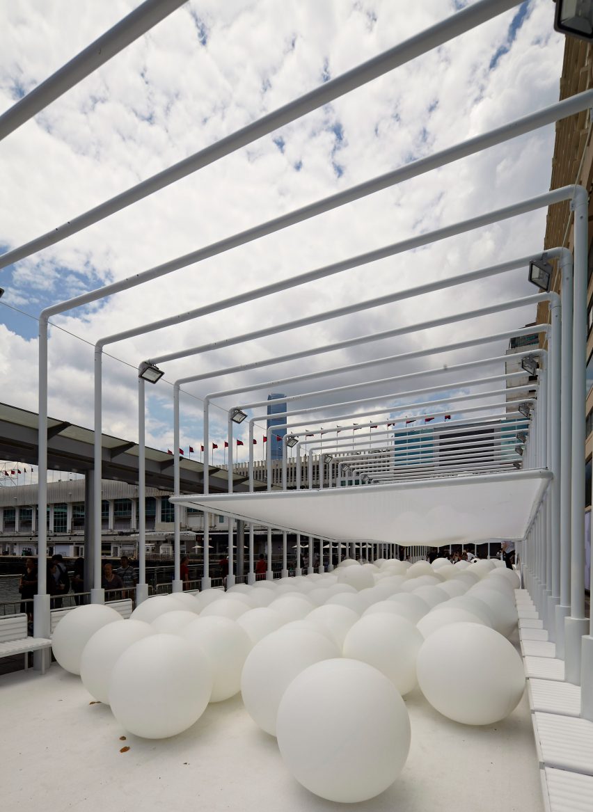 Snarkitecture fills Hong Kong waterfront with giant bouncy balls