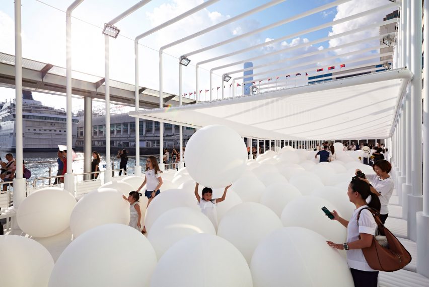Snarkitecture fills Hong Kong waterfront with giant bouncy balls