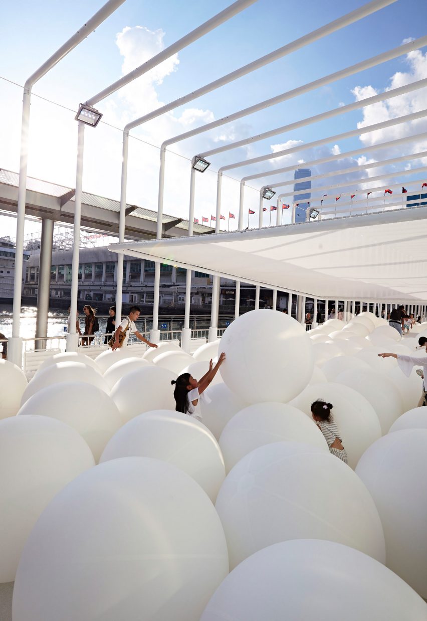 Snarkitecture fills Hong Kong waterfront with giant bouncy balls