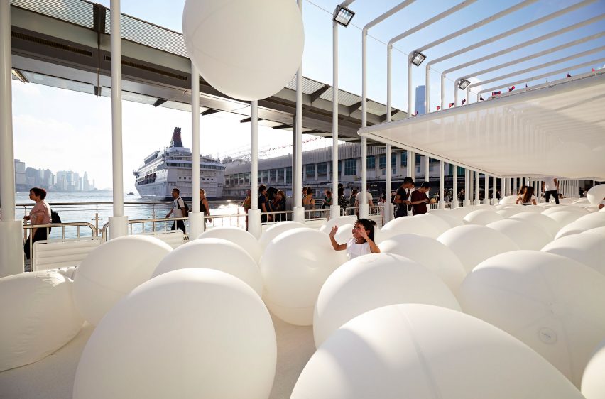 Snarkitecture fills Hong Kong waterfront with giant bouncy balls