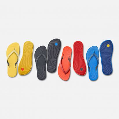 Flip flops with sugar cane soles from eco shoe brand Allbirds