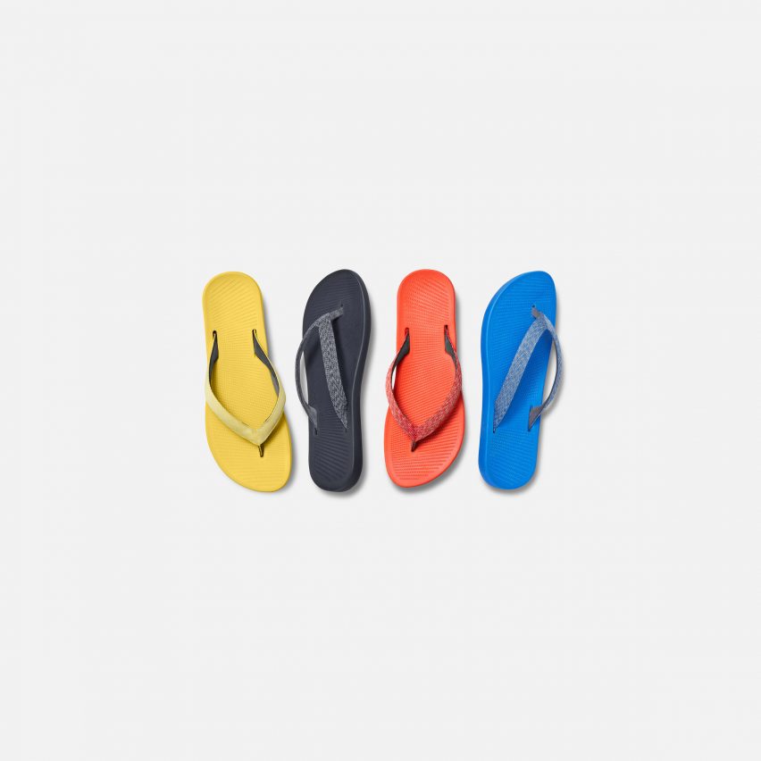 Flip flops with sugar cane soles from eco shoe brand Allbirds