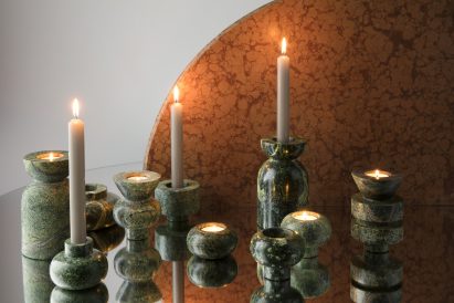 Tom Dixon's trips to India inspire a collection of green marble tableware