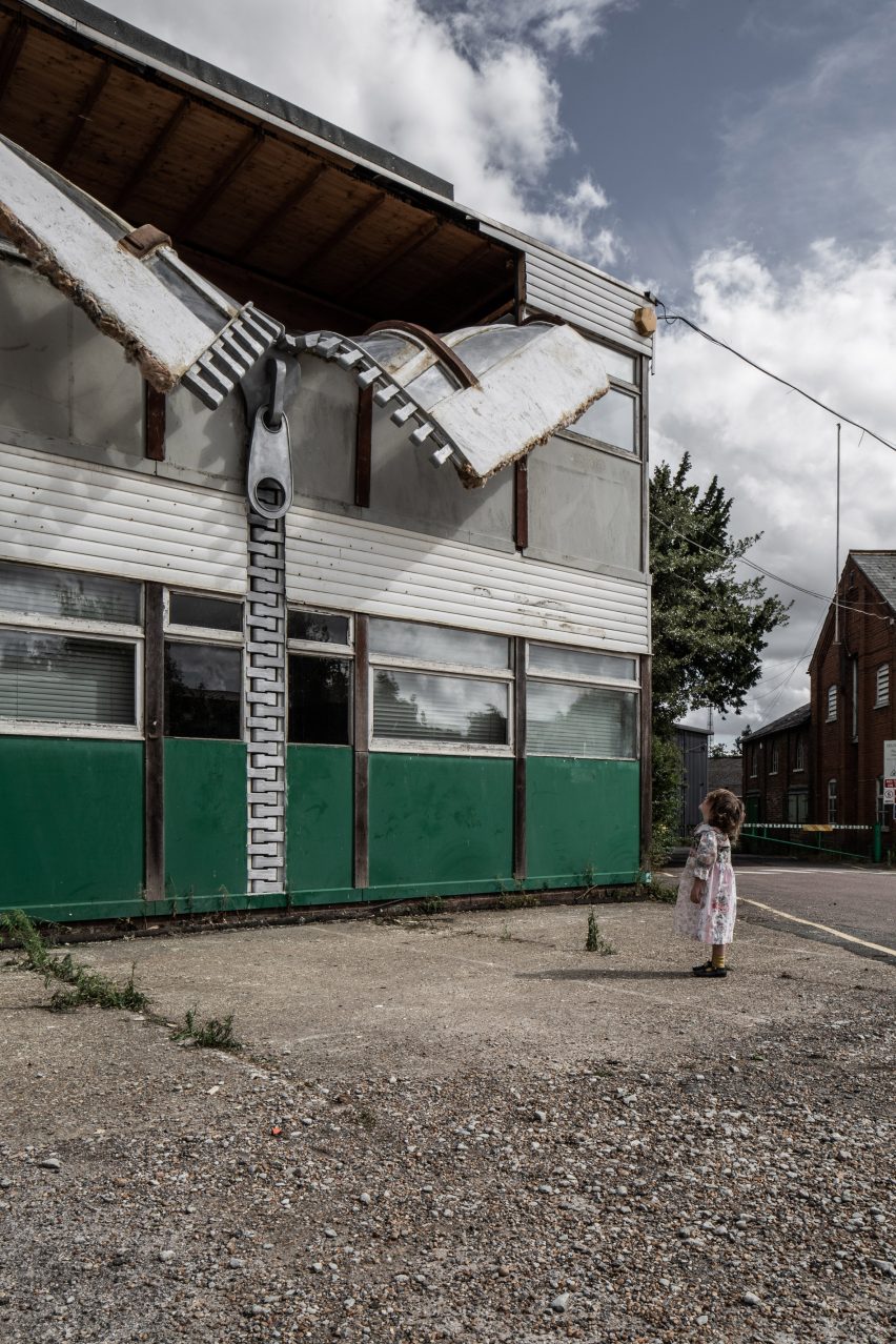 Alex Chinneck unzips the walls of a building in latest installation