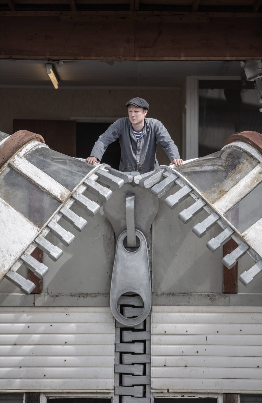 Alex Chinneck unzips the walls of a building in latest installation