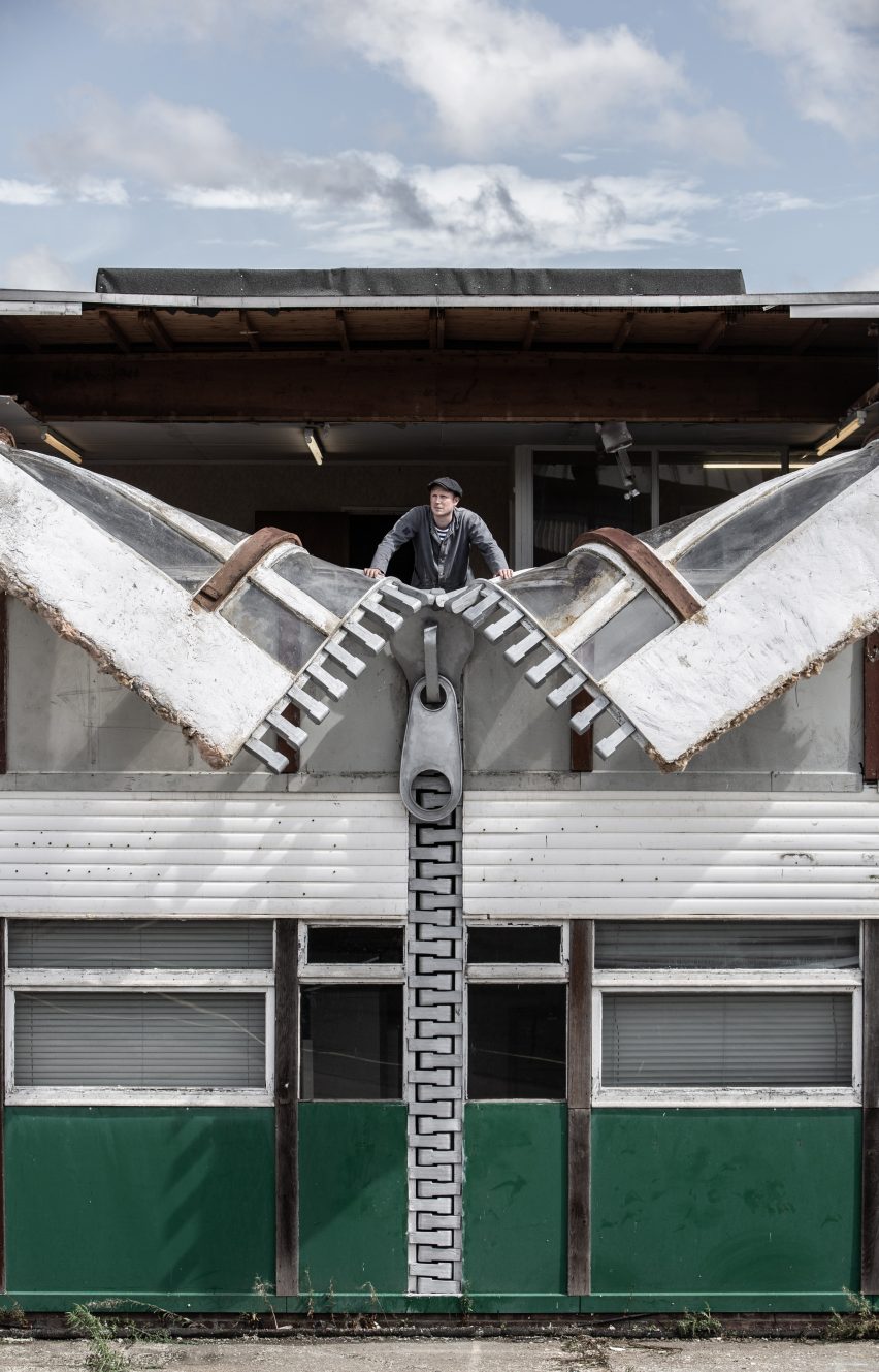 Alex Chinneck unzips the walls of a building in latest installation