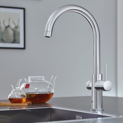 Grohe’s Blue Home and Red taps provide instant boiling or sparkling water