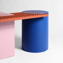 Urban Shapes by Nortstudio is a geometric bench that celebrates the materials of construction sites