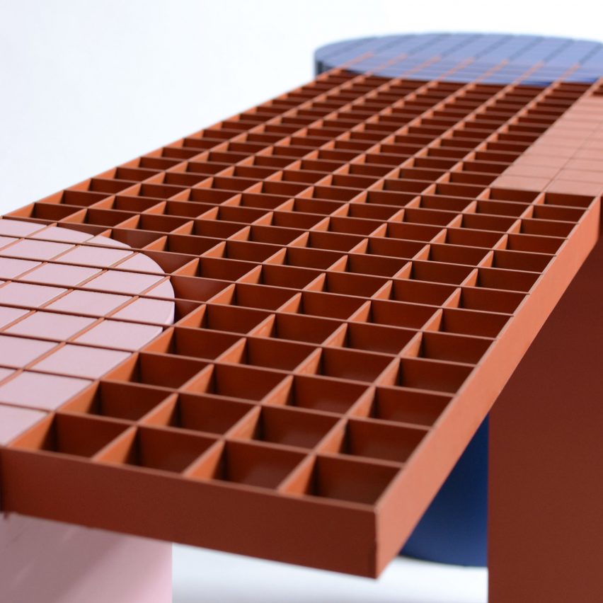Urban Shapes by Nortstudio is a geometric bench that celebrates the materials of construction sites