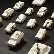 Oz Biri's ceramic military vehicles symbolise the "fragility of life"