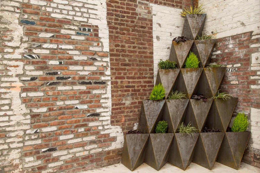 Prism Planters by The Principals stack up into arches and pyramids
