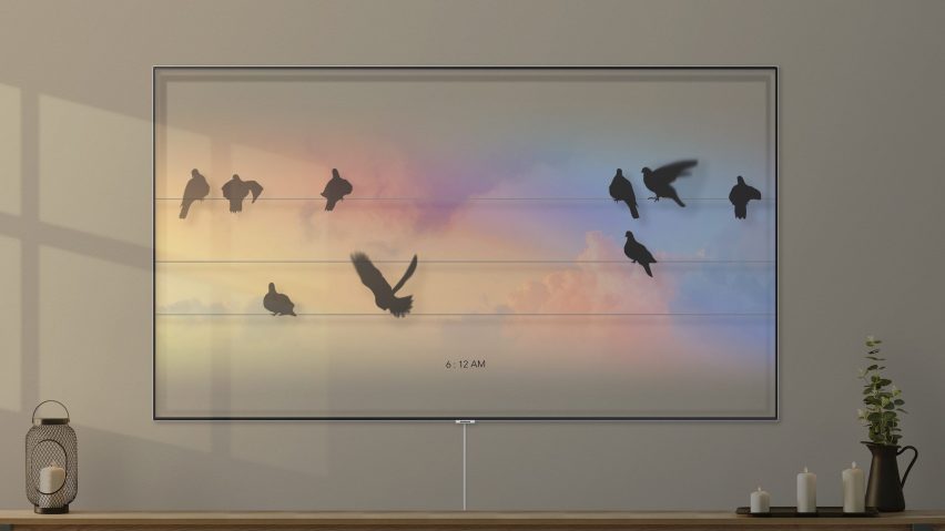 Bird Clock is on the longlist for the Dezeen x Samsung TV Ambient Mode design competition