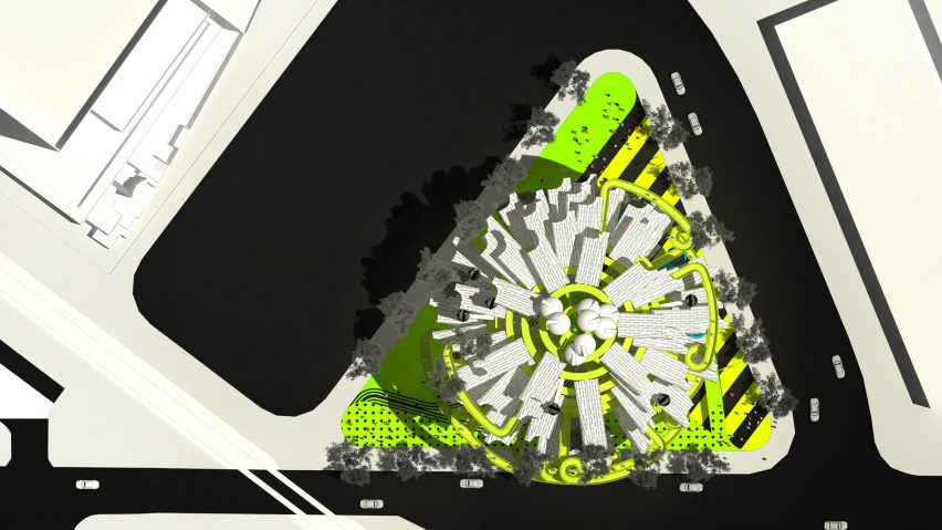 Neil Denari's adidas Sphere proposal is a live-work proposal inspired by the sports brand's Pod.System trainer